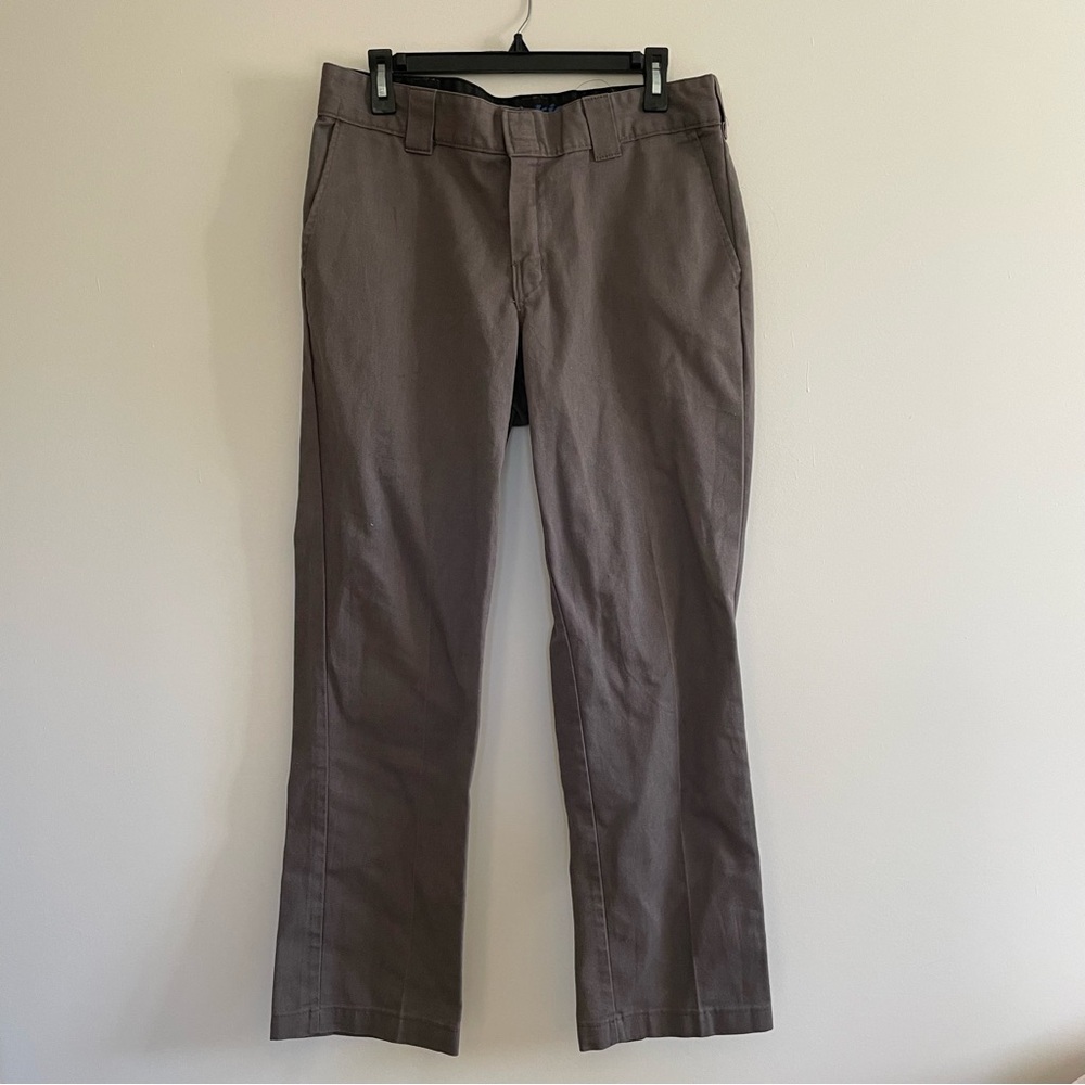 Dickies Regular Fit Straight Leg Twill Pants in Gray Size 34x30